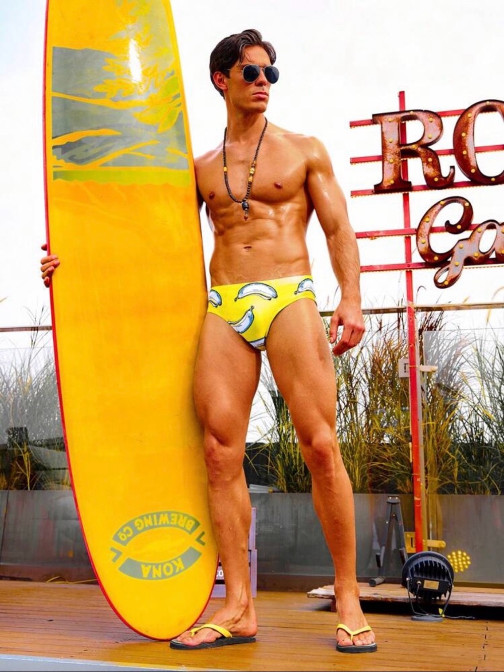 Men's Yellow Banana Print Swim Briefs